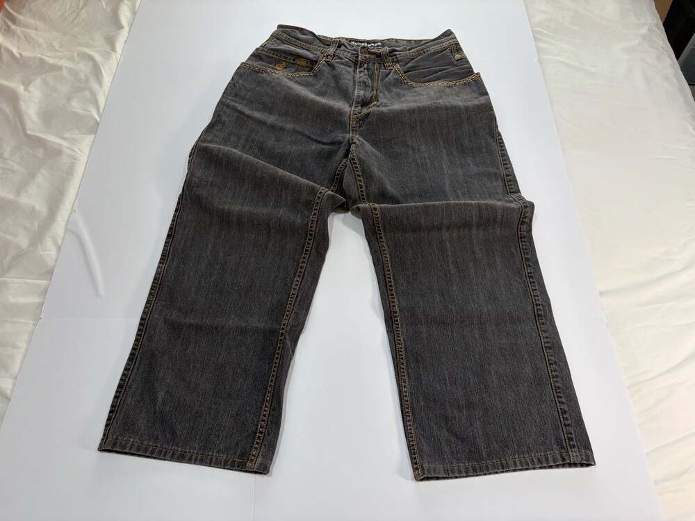 Vintage Rocawear Y2K Baggy Black Denim Jeans Mens Size 34